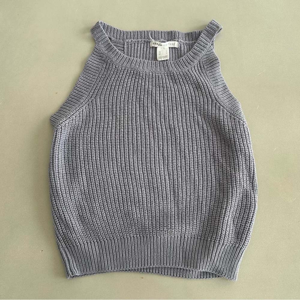 Urban Heritage Sleeveless Knit Top, Gray Blue, Size S